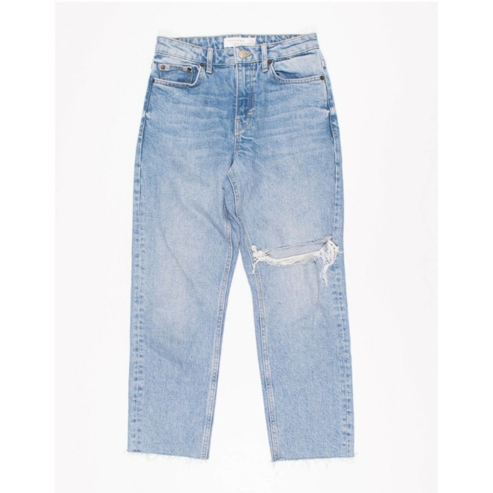 Topshop straight leg jean rip knee crop size 25 x 32